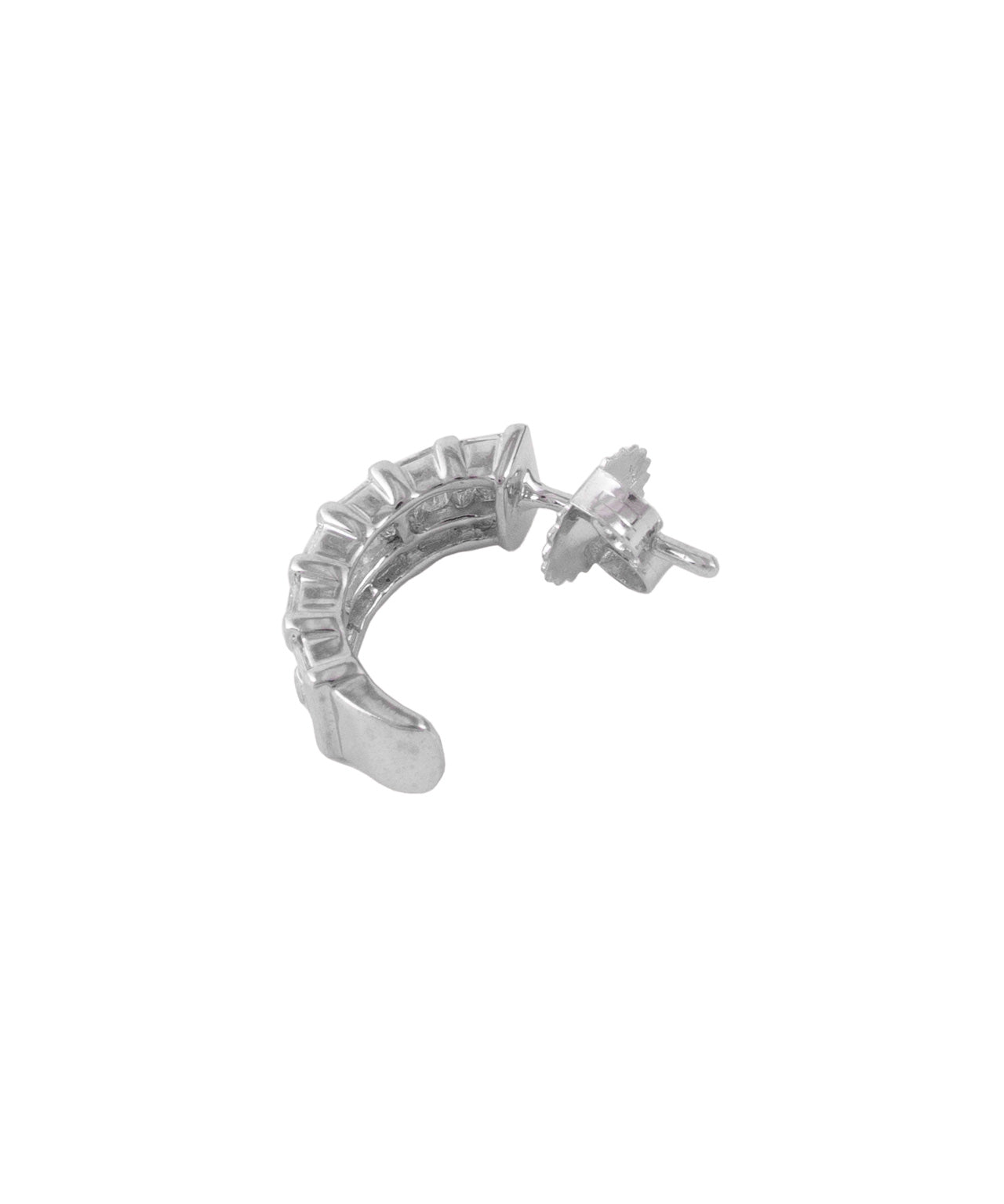 Brinco Meia Argola Diamantes Baguetes 1,2 CT – Vista lateral