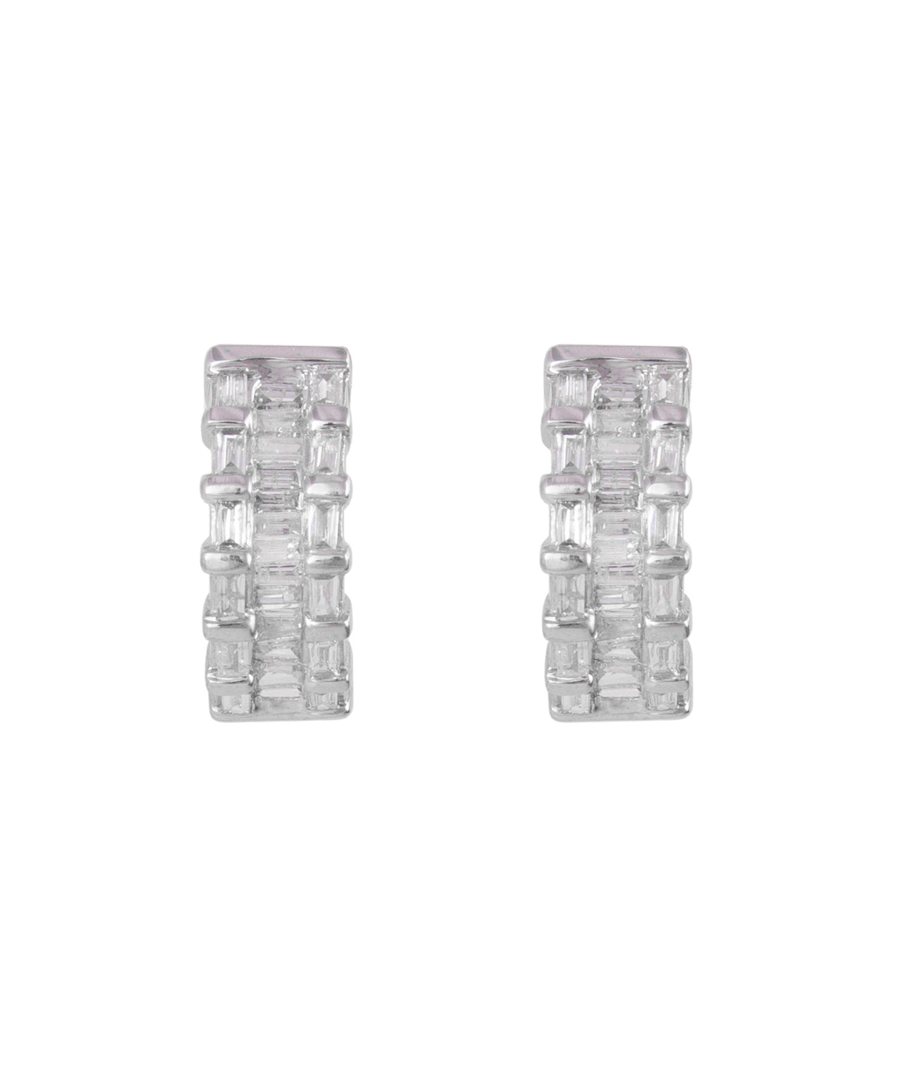 Brinco Meia Argola Diamantes Baguetes 1,2 CT – Vista Frontal