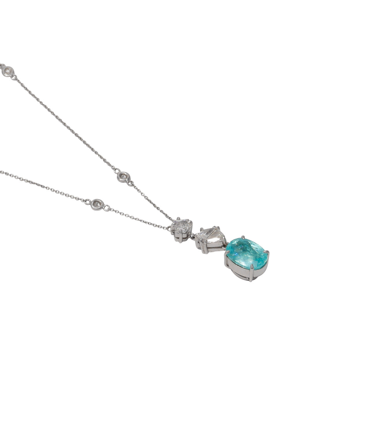 Colar Turmalina Paraíba e Diamantes 2 CT – Suria – vista lateral