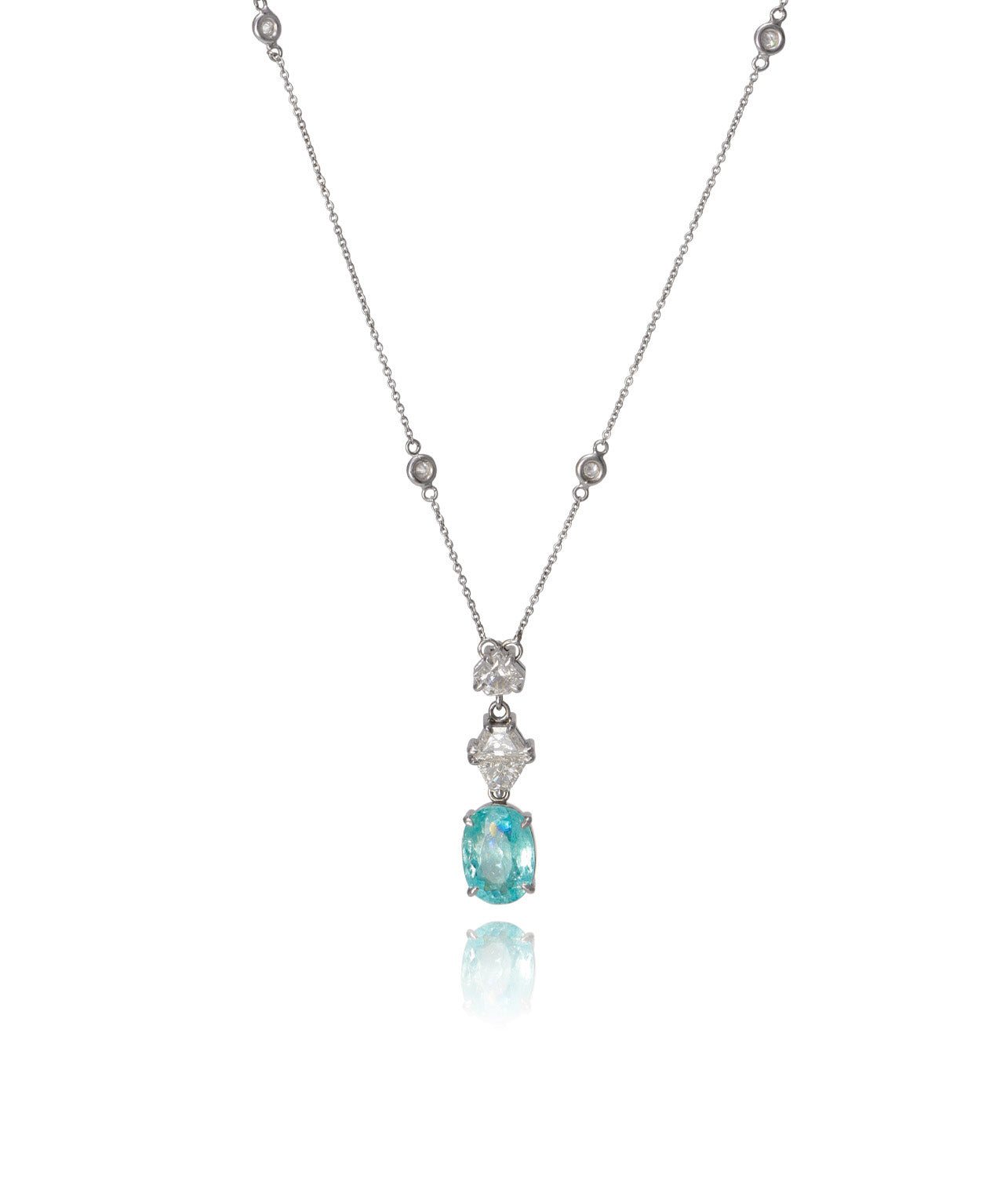 Colar Turmalina Paraíba e Diamantes 2 CT – Suria – vista frontal