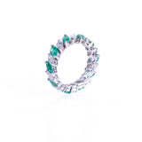 Aliança Esmeraldas Navete e Diamantes Navete 4 CT