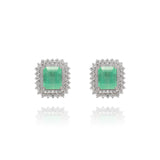 Brinco Retangular Esmeralda Colombiana e Brilhantes  15.18 CT