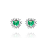 Brinco Coração Esmeralda e Brilhantes 7.5 CT