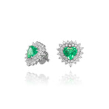 Brinco Coração Esmeralda e Brilhantes 7.5 CT