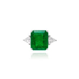 Anel Three Stone Esmeralda e Diamantes 5.12 CT