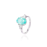 Anel Turmalina Paraíba Oval e Diamantes Trillion 2.89 CT