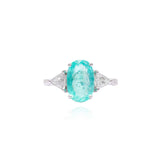 Anel Turmalina Paraíba Oval e Diamantes Trillion 2.89 CT