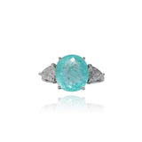 Anel Three Stone Turmalina Paraíba e Brilhantes 3.06 CT