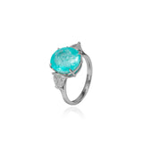 Anel Three Stone Turmalina Paraíba e Brilhantes 3.06 CT