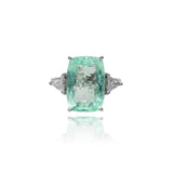 Anel Three Stone Turmalina Paraíba e Diamantes Trillion 6.1 CT