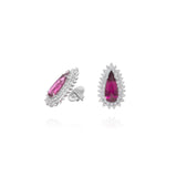 Brinco Gota Turmalina Rosa e Brilhantes 7.82CT
