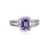 ANEL EMERALD TANZANITA E DIAMANTES BAGUETE COM BRILHANTES 1.65 CT