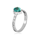 Anel Solitário Gota Turmalina Paraíba e Brilhantes 1.3 CT