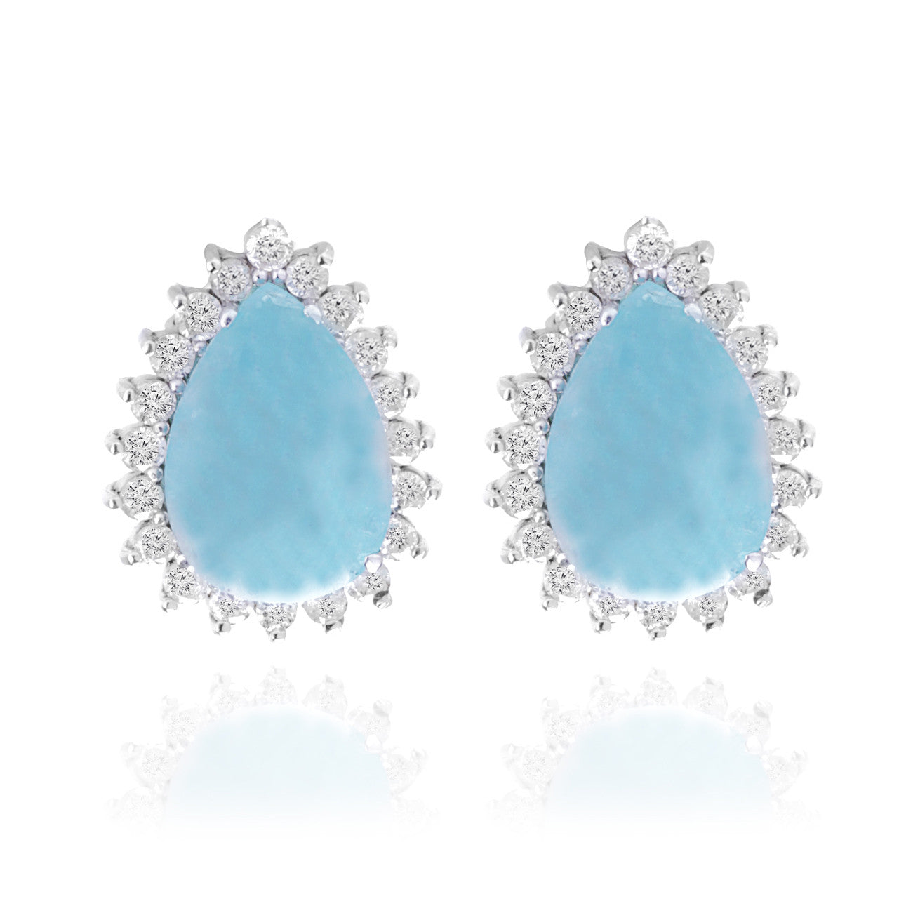 Brinco Gota Turmalina Paraíba Cabochão e Brilhantes 6,1 CT – vista frontal