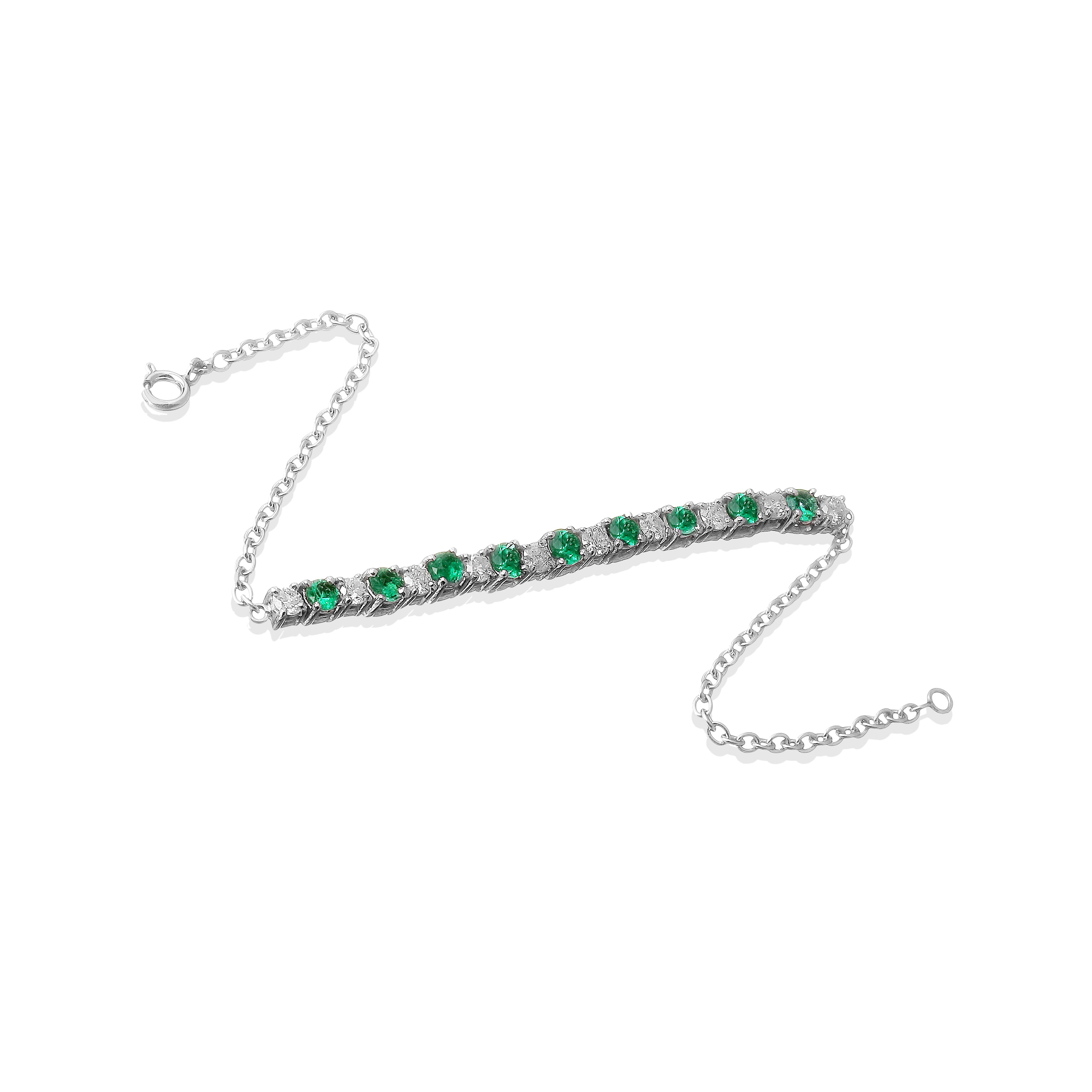 Pulseira Riviera Esmeralda e Brilhantes 2,5 CT Suria – vista lateral