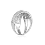 MEIA ALIANÇA ENTRELAÇADA DIAMANTES BAGUETE E BRILHANTES