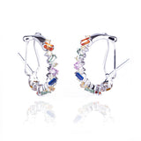 BRINCO MEIA ARGOLA SAFIRAS COLORIDAS E BRILHANTES 2.3 CT