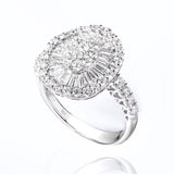 ANEL OVAL DIAMANTE BAGUETE E BRILHANTES 1.9 CT