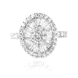 ANEL OVAL DIAMANTE BAGUETE E BRILHANTES 1.9 CT